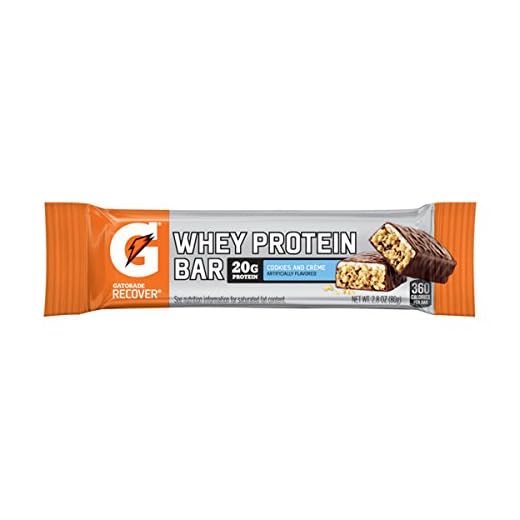 Gatorade Recover Cookies and Cream Whey Protein Bar, 2.8 Ounce -- 12 per case.