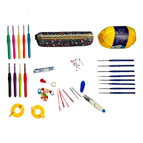 Kit De Crochê Com agulhas cabo soft + agulhas cabo plastico + Faz Pompom + Estojo