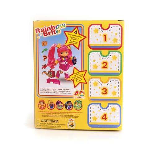 The Loyal Subjects Rainbow Brite 5.5-inch Tickled Pink Poseable Fashion Doll with 4 Surprise Reveal Accessories