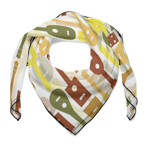Musical Instrument of Ukulele Pattern Scarf For Women Silk Head Scarf Square Hair Scarves Shawls Hair Wraps Bandana Neckerchief Decor for Adult 27 * 27 Inches