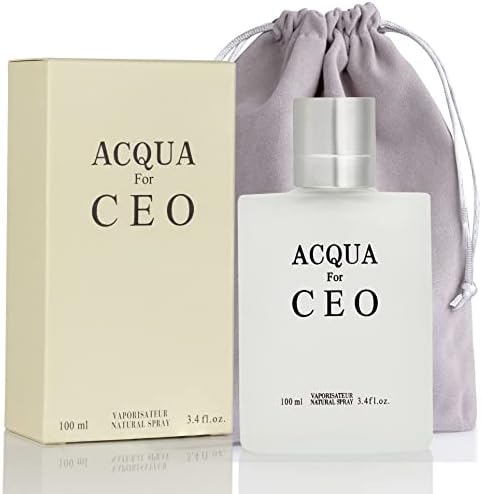 AQUA FOR CEO, Eau de Toilette Spray Perfume, Fragrance For Men- Daywear, Casual Daily Cologne Set with Deluxe Suede Pouch- 3.4 Oz Bottle- Ideal EDT Beauty Gift for Birthday, Anniversary