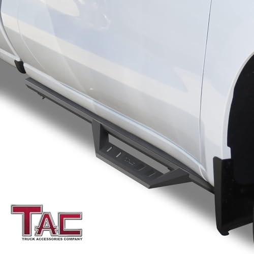 TAC Sidewinder Running Boards Fit 2019-2024 Chevy Silverado/GMC Sierra 1500 | 2020-2024 2500/3500 Regular Cab 4” Drop Side Step Nerf Bars Rock Slider Pickup Truck Fine Texture Black - Thumbnail 2