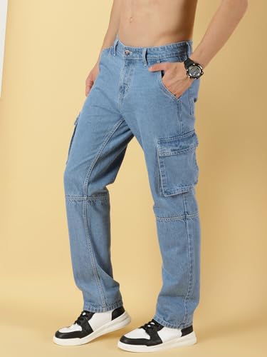 Image of Thomas Scott Men Mid Rise Relaxed Fit Cargo Jeans