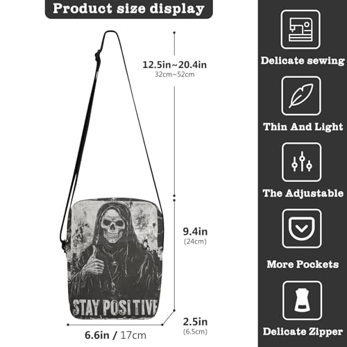Death God Skull mens messenger bag crossbody mens shoulder bags crossbody Casual Purse Cross Body Adjustable Strap for outdoor sports Outdoor Daily3