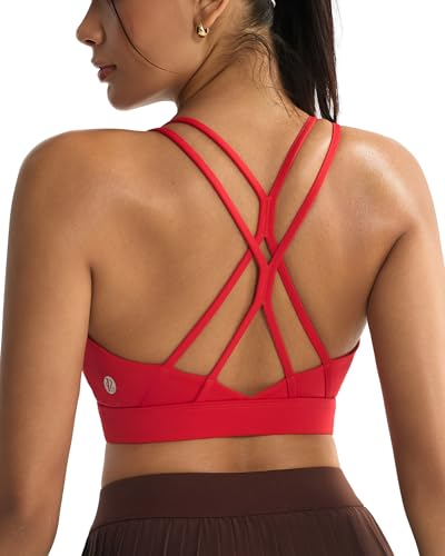 Image of RUNNING GIRL Sports Bras for Women,Strappy Crisscross Back Padded Low Impact Running Sports Bra with Removable Cups
