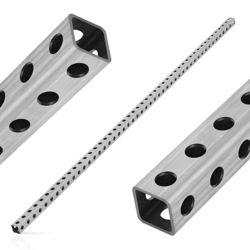 Blulu 1 Pcs 1 x 48" Perforated Square Tube, 14 Gauge Thick Telescoping Galvanized Steel Tube with Holes Square Tubing for Traffic Signs, Sign Posts, Safety Columns & Outdoor Structural Support