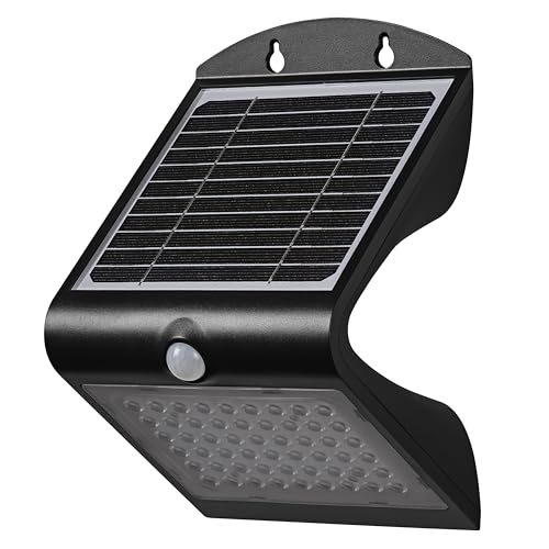Osram Projecteur solaire ENDURA BUTTERFLY, noir, 4 W, 500 lm, détecteur de mouvement et lumière, lumière extérieure, batterie rechargeable, écologique, longue durée, facile à installer, IP65, 4000 K.