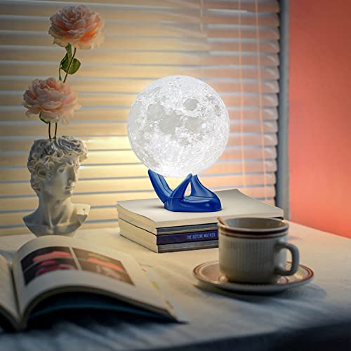 BRIGHTWORLD-Moon-Lamp-71-inch-3D-Printing-Moon-Light-16-Colors-Night-Light-Birthday-Gift-for-Kids-Girls-Boys-Women-RemoteTouch-Control-USB-Rechargeable-Brightness-Adjustable-Blue-Hand-Stand