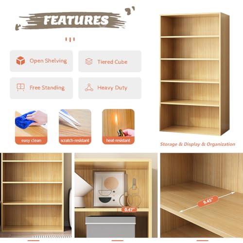 NELYE Basic Open Shelf Bookcase - 3-Tier Wooden Cube Storage Shelves Split Bookshelf, White - Thumbnail 3