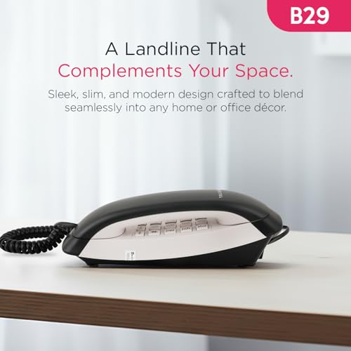 Image of Beetel B29 Designer Slim and Stylish Corded Landline Phone,Ringer Volume Control,Wall /Desk Mountable,Clear Call Quality,Compact Design,Tone Pulse /Flash /Redial Function (Made in India) (Black /WG)(B29)