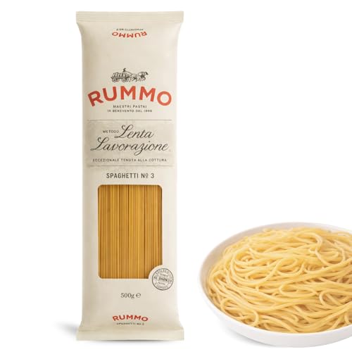 Spaghetti Rummo Nº3, Pasta Italiana, Pasta alimenticia de sémola de trigo duro, Contiene gluten, Puede contener trazas de soja, 1 Paquete de 500 gr