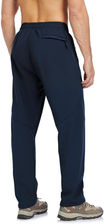 Men's Fleece Lined Pants Winter Athletic Workout Running Sweatpants Zipper Pockets Water Resistant Warm Joggers - Image 3