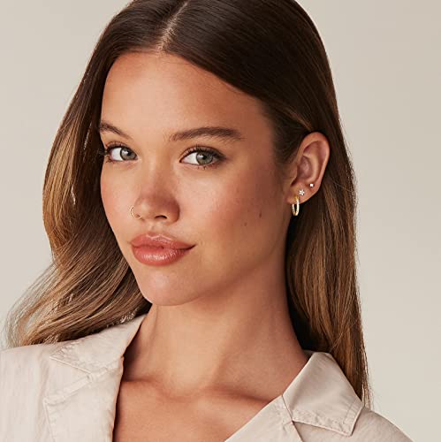 PAVOI 14K Gold Plated 925 Sterling Silver Post Cubic Zirconia Hoop Earrings for Women | Elegant Inside Out CZ Stone Hoop Earrings2