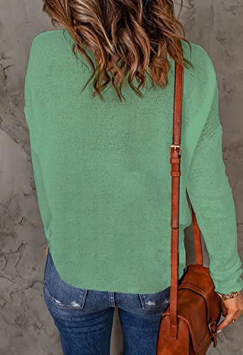 Image of Womens's Drop Shoulder Casual Loose Crewneck Lightweight Long Sleeve Pullover Sweaters