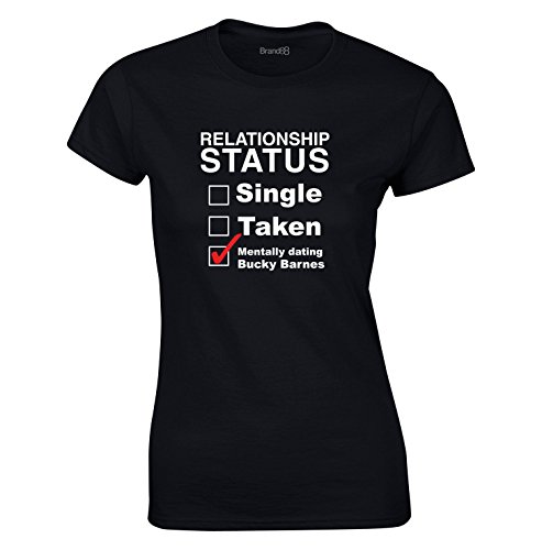 Mentally Dating Bucky Barnes, Gedruckt Frauen T-Shirt - Schwarz/Weiß/Rote M = 82-86cm