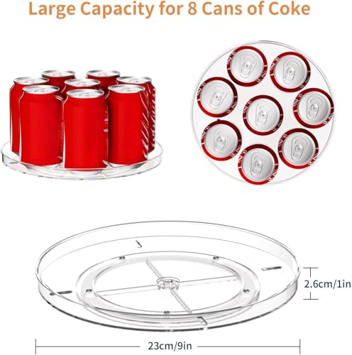 Image of Zollyss Rotating Tray for Kitchen Organiser, 360 Rotating Lazy Susan Organiser, Spinning Tray for Kitchen Cabinets, Pantry, Spices, Makeup, Vanity & Countertop Storage, 1 Pc