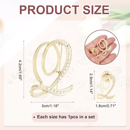 Image of PATIKIL Rhinestone Letter Brooch Pins, Initial Rhinestone Alphabet Letter Lapel Badges Pin for Women Men Suits Dress Coat