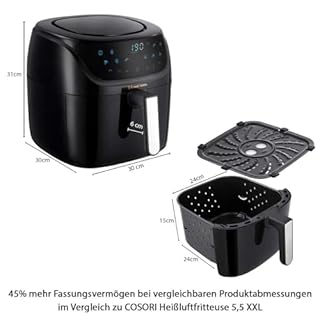 Russell Hobbs Heißluftfritteuse XXL 8L Rapid AirFryer [kompaktes Gehäuse,7 Kochfunktionen,10 Programme] SatisFry (spülmaschinenfest, max 220°C, Fritteuse ohne Öl, Grillen, Backen, Braten) 27170-56