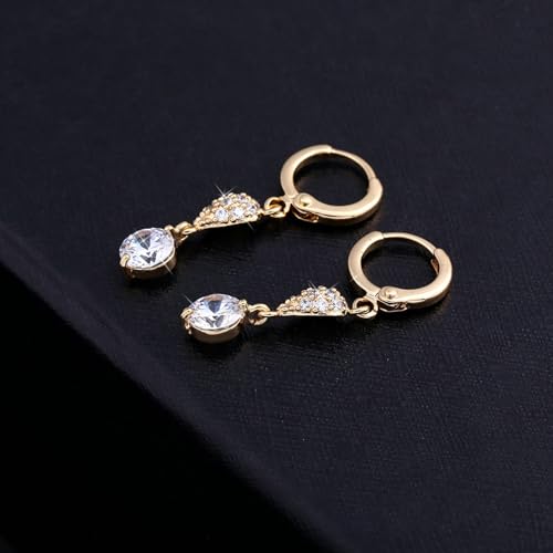 Pendientes de oro de 9k con moissanita elegante aro largo de lujo 2