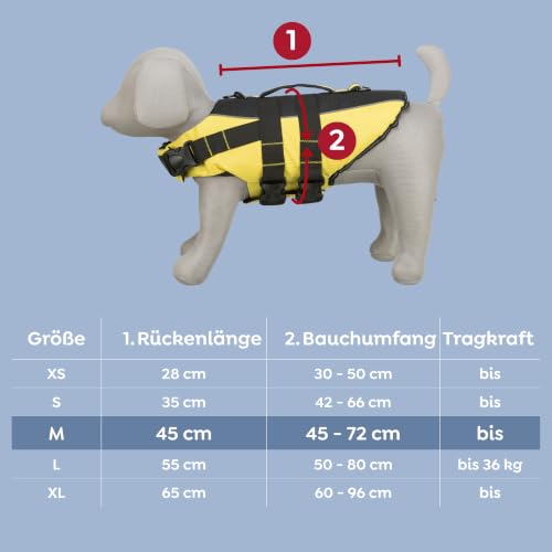 TRIXIE Hunde-Schwimmweste Gr. M, 45 cm, bis 30 kg – Neongelb