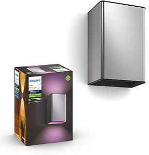 Philips Hue Resonate White and Colour Ambiance LED Smart Outdoor Wall Light for Garden and Patio. [Inox], Compatible with Alexa, Google Assistant and Apple HomeKit
