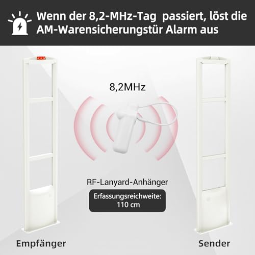 SECUREYVILL Hard Clothing Security Tags, RF 8,2 MHz Mini-Hartanhänger mit Umhängeband, Anti-Diebstahl-Tag, kompatibel mit RF EAS-Systemen für Kleidung, Schuhe und Taschen, 100 Stück