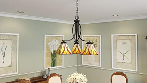 Quoizel Tfas5003Va Asheville Tiffany Downlight Chandelier, 3-Light, 300 Watts, Valiant Bronze (22" H X 23" W) #TOP2