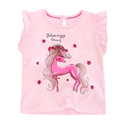 Image of Girls Graphic T Shirts 3 Pack 100% Cotton Short Sleeve Tees for Toddler Little Big Girls Cute Printed Casual Summer Tops