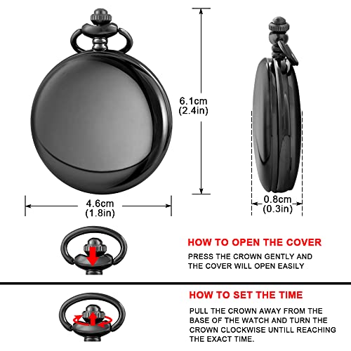 Image of Tiong Smooth Pocket Watch,Personalized Pocket Watch,Customized Watches for Men,Engraved Pocket Watches for Father's Day with Chain