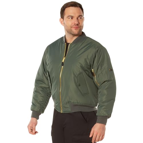Rothco Enhanced Nylon Bomber Jacket – Flight Style Cold Weather Winter Coat, Sage Green, L