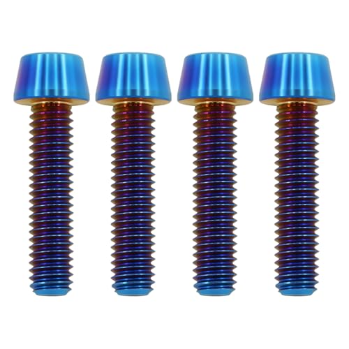 TIRYTU Titanium Bolts M6x25mm - Lightweight Design | Ideal for Humid/Salty Environments Hex Socket Screws for Motorcycle Performance/Bicycle CNC(4PCS, Burnt Blue)