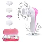 Facial Cleansing Brush Face Brush Electric Face Massager Facial Cleansing Spin Brush Set for Gentle Exfoliating,Removing Blackhead Gift Skincare for Teenage Girl(Pink1)