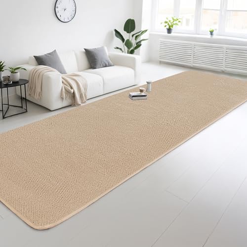 Image of Large Modern Runner Rugs for Living Room Bedroom, 2x6 Feet Beige Ultra Soft Thickened Memory-Foam Indoor Rug, Comfy Aesthetic Solid Minimalist Carpets for Girls Boys Nursery Dorm Home Decor