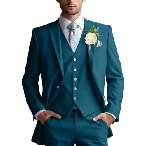 Mens 3 Piece Suit Business Tuxedo Peak Laple Suit Formal Wedding Prom Suits