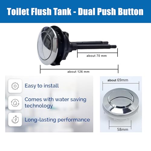 Image of Divisha Toilet flush button | Commode flush tank push button | Round 58mm /2.3 inch Flush Tank Lever (2)
