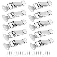 10 Stück Spannverschluss Edelstahl, Kistenverschluss, Schnappverschluss, 56mm Hebelverschluss, Kappenschloss, Klemmverschluss Verschlussriegel Spannverschlüsse für Kofferbox Schrank, mit 40 Schrauben