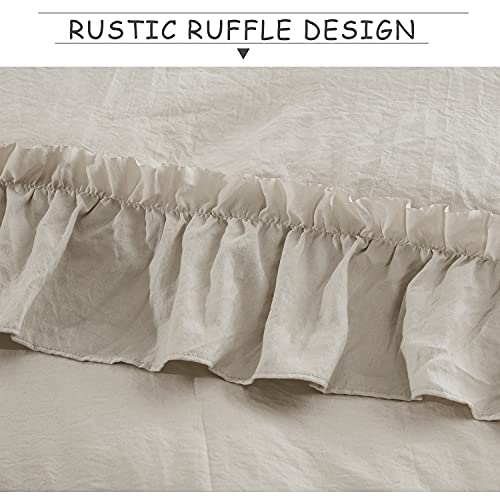 Higi 3 Piece Camel King Size Duvet Cover Set With Handcraft Ruffle - Pre-Washed Microfiber Fabric Comforter Cover With French Country Style, Machine Washable Bedding Set With Zipper Closure(Jana) #TOP5