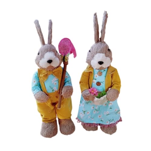 rockible Figuritas de de Paja de Pascua, Juguete de Animales de Conejo de Paja, estatuilla de Conejo Tejido Bonito para decoración de Fiesta en casa,