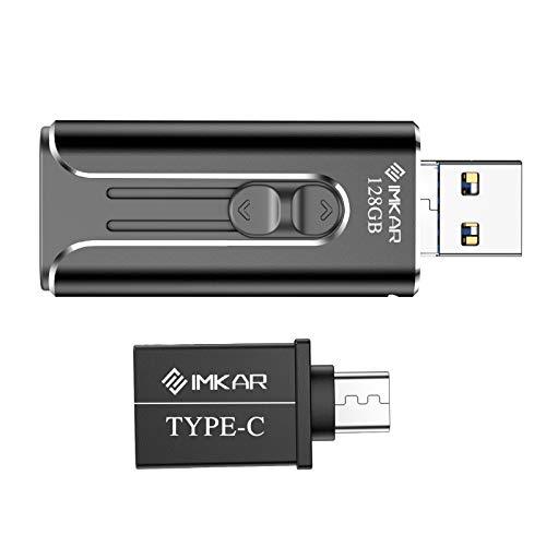 IMKAR Memory Drive 128GB Photo Stick Compatible with Mobile Phone & Computers, Mobile Phone External Expandable Memory Storage Drive, Take More Photos & Videos (Black)