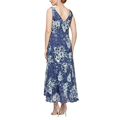 Image of Alex Evenings Women's Formal Sleeveless Cowl Neck Floral Print Gown with Shawl, Wedding Guest, Mother of The Bride Dress