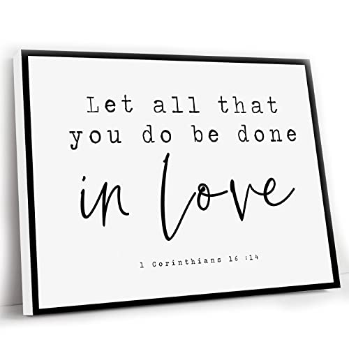 Inspirational Wall Art,Let All That You Do Be Done In Love 1 Corinthians 16 14 Scripture Printable Cut Files Bible Verse Wall Art Print Wedding Sign Farmhouse,12x16 Inch Framed Wall Art