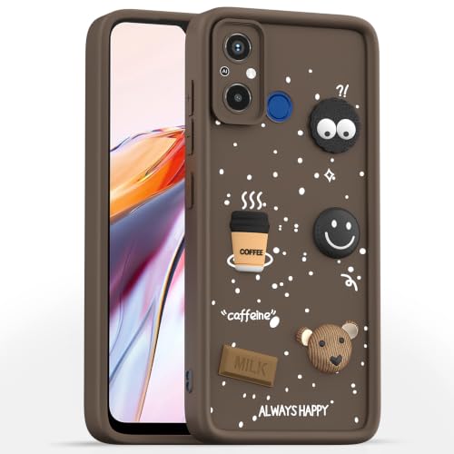 Image of Outlouders Back Cover for Redmi 12C 4G | 3D Cartoon Bear Cute Fun Silicone Full Body Protection Bumper Case (Brown)
