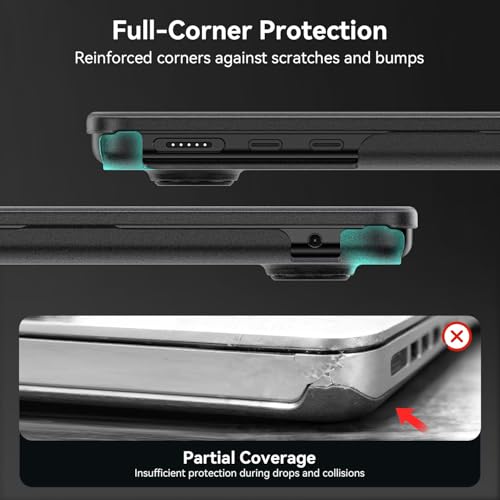 Image of EooCoo Compatible with MacBook Air 13 inch Case M5 2026-2022 M4 M3 M2 A3449 A3240 A3113 A2681, 100% Match Official Color, Upgrade Matte, Dent & Scratch Protection Hard Shell for Mac Air 13.6, Black