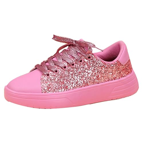 Zapatos para caminar para mujer del Reino Unido, tenis suaves para mujer, tenis clásicos casuales con cordones, zapatos de fiesta inteligentes y brillantes con purpurina, ligeros, cómodos, para