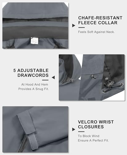 Image of Little Donkey Andy Mens Waterproof Rain Jacket Lightweight Windbreaker Hooded Jacket Packable Raincoat for Outdoor Hiking