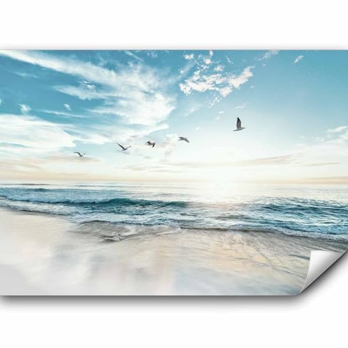 murando - Papier peint intissé Mer Plage 350x256 cm Décoration Murale XXL Poster Tableaux Muraux Tapisserie Panoramique Photo Trompe l'oeil Ciel Oiseaux...