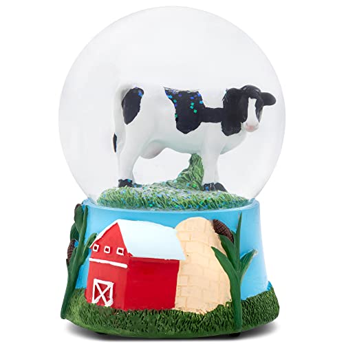 Elanze Designs Cow And Farm Green 100Mm Musical Glitter Snow Globe Plays Tune Born Free #TOP11