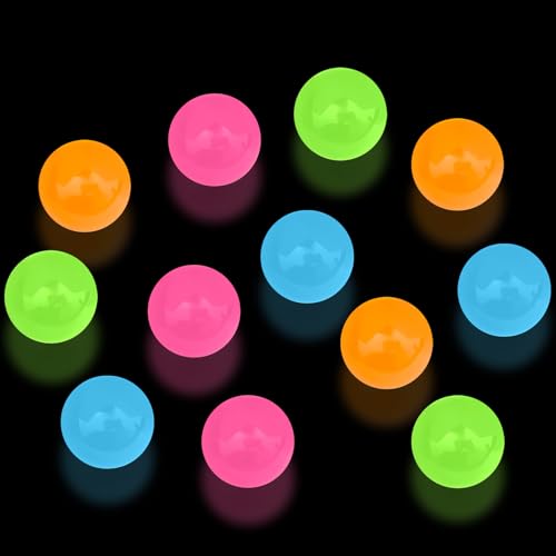 Image of 12 Pcs Glow in The Dark Sensory Balls, Sticky Balls Stick to The Ceiling