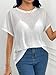 JDEEO Sheer Tops for Women See Through Mesh Short Sleeve Loose Summer T-Shirts, Beach Cover Up Blouse White Medium