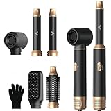 HAIRSTYLER 5 IN 1 AIRSTYLER HAARSTYLER MIT LUFT LOCKENSTAB FÖHN THERMAL BRUSH GLÄTTBÜRSTE SET, MULTISTYLER RUNDBÜRSTENFÖHN WARMLUFTBÜRSTE HAARSTYLING GERÄTE HAIR DRYER GESCHENK FÜR FRAUEN, SCHWARZ